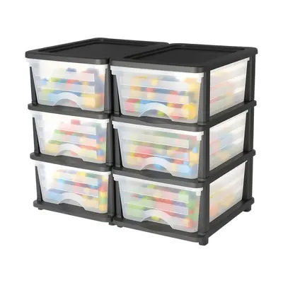 【fathersdaygift】VEVOR Plastic Storage Drawers,2 Pack Storage Organizer Drawer6 Drawers Closet Organization and Storage DividersDresser Organizer Clear Bins for Office SuppliesCraft RoomsClassrooms and Home