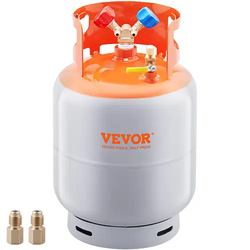 【Summerfinds】VEVOR Refrigerant Recovery Tank,30 LBS Capacity400 psi Portable Cylinder Tank with Y-Valve for Liquid/VaporHigh-sealing Recovery Can for R22/R134A/R410AOrange+Gray