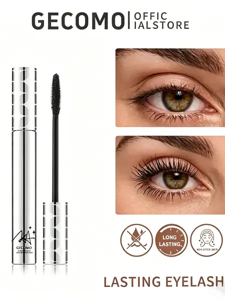 GECOMO Extensionist Mascara, Lengthening Curling Volumizing Eyelash Mascara, Clump-Free Smudge-Proof, Cruelty-Free Paraben-Free Lightweight Makeup, Holiday Mother's Day Gifts