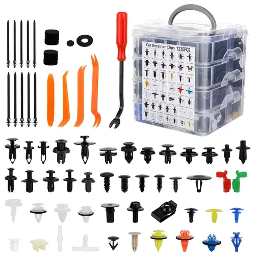 1240 PCS High-Impact Nylon Car Retainer Clips & Fasteners Kit - 32 Universal Sizes for Bumper, Fender, Door Panel Push-In Trim, 10 Cable Ties, Removal Tool for Toyota, Ford | Car Accessory, Auto Accessories for DIY Fixes Save Labor Cost, DIY Repair