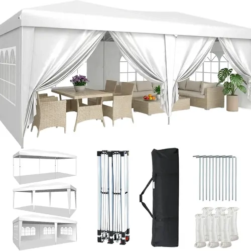 Aoxun Pop Up Canopy Tent - 6 Removable Sidewalls, 1-Push Setup, Waterproof Canopy Shelter with 3 Adjustable Heights, Portable Versatile Shelter Solution for Weddings, Outdoor Gatherings, Commercial Use,home decor,camping essentials