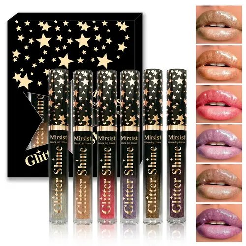 Women's 6-Piece Lip Gloss Set - Mirror Glass Finish, Ultra Glossy, Hydrating, Moisturizing for Plump Jelly Lips, Glowing Dolly Look, All-Day Care - Beginner-Friendly Daily Makeup Tool, Beauty Cosmetics, Lip Gloss 6 Pcs /Set