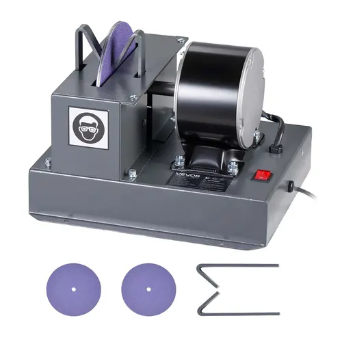 【toolupgrade】VEVOR Lawn Mower Blade Sharpener, 1/3HP Grinder with 7" 60-Grit Ceramic Wheel for Landscaping, 30°/40° Angle for High Lift, Low Lift, Gator Blades, 60-Grit Wheel Trims Fast & Enables Quick Restore