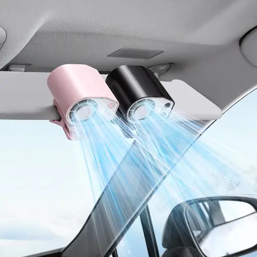JOYTUTUS 2026 Mini Clip-On Car LCD Fan - Rechargeable Cordless Multifunctional Personal Cooling Gadget with 2 Long-Lasting Batteries, Adjustable for Stroller, Vehicle Use, Car Accessories, Portable Fans Rechargeable, Personal Portable Fan