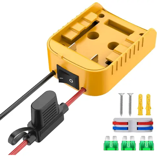 GJANSH for Power Wheel Adapter Compatible with Dewalt 20V Battery Converter Kit with Switch & Fuse & Wire Terminals & 12 AWG Wire for DIY RC Car Toys Robotics