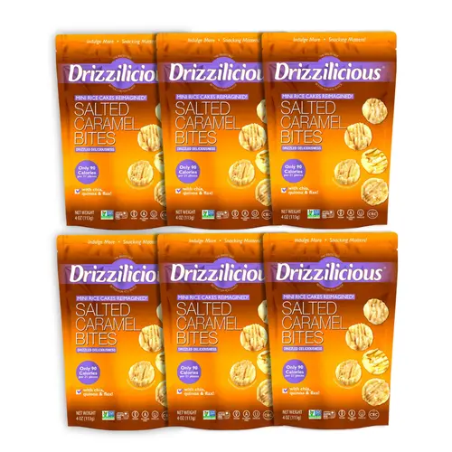 6 Pack - Drizzilicious Salted Caramel Mini Rice Cakes 4 oz