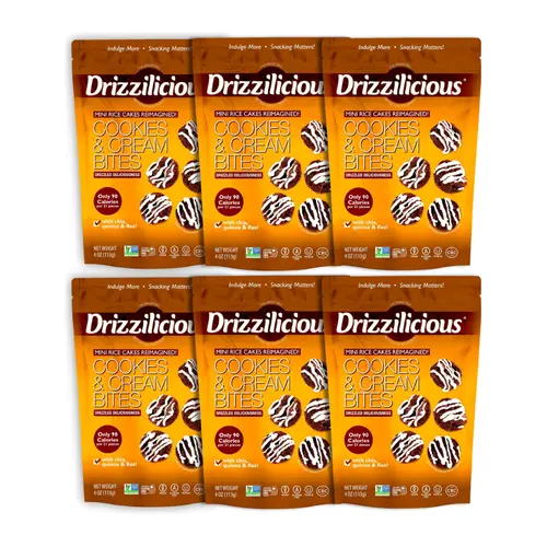 6 Pack - Drizzilicious Cookies & Cream Mini Rice Cakes 4 oz