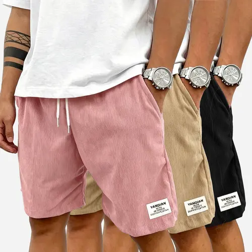Men's Corduroy Relaxed Fit Casual Shorts | Elastic Drawstring Waist Loose Comfy Summer Beach Shorts