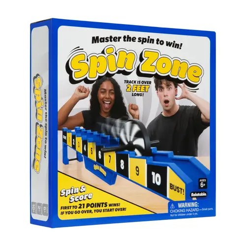 Spin Zone by Relatable - One of the Most Addictive Simple Games Around. Spin the Wheel Down the Track to Earn Exactly 21 Points. It's Carnival Games Energy for All Ages - Includes 1 Rack and Spinner.