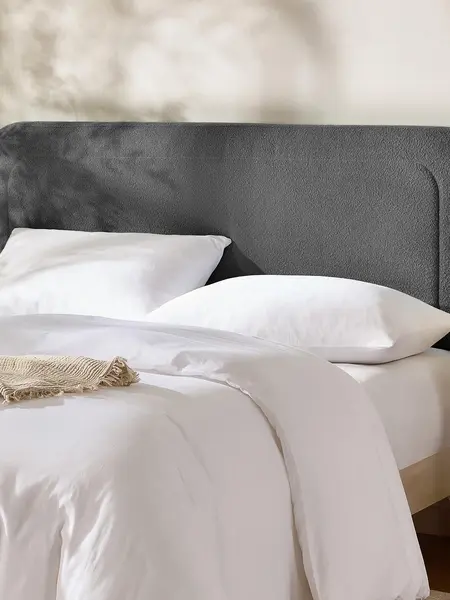 Nestl Full Headboard Only, Floating Wall Mounted Headboard, Easy Assemble Upholstered Peel and Stick Headboards, 3D Soundproof Bed Wall Panels, Boucle Stick on Headboards,