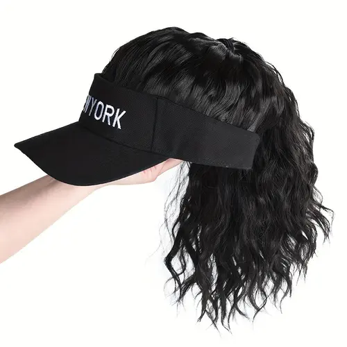 Women's Summer Sun Hat with Wig Versatile One-Piece Open-Top Design Half Ponytail for Comfortable Summer Outings & Casual Events