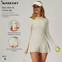 MASKERT Women's Long Sleeve Fitted Dress with Built-in Shorts for Fitness & Commuting summerwins Casual Wear Nylon