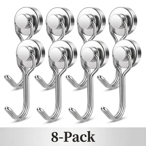 Summerwins Heavy Duty Stainless Steel Neodymium Swivel Swing Magnetic Hooks (4/8 Pack) for Refrigerators & Magnetic Surfaces, Home Storage Organizer Bundle with Solid Wood Flip-Top Key-Locked Large Safe, Outdoor Resin Frosted Acrylic Wedding Card Rack, He