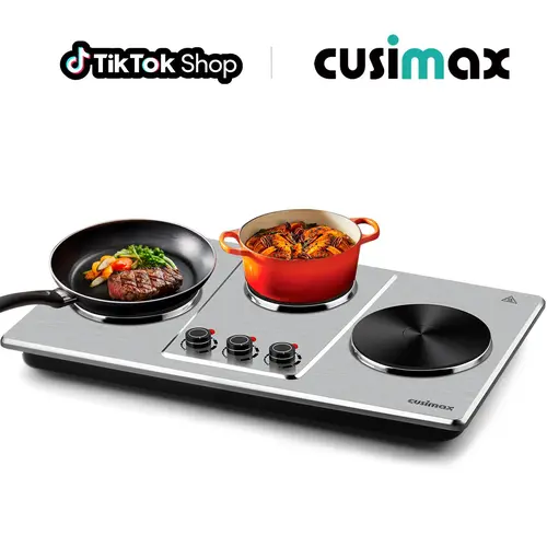 CUSIMAX 3-Burner Electric Hot Plate Portable Induction Stove - 7-in Tempered Glass Commercial Stove, Infrared Burners, 11 Temp Levels, Precise Temperature Control, 200W+ Power, Safety Compliant, 30-Day Hassle-Free Returns, SummerFinds