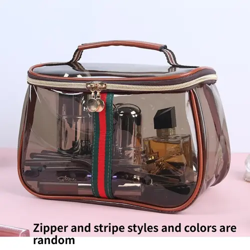 New Transparent Makeup Bag for Women, Large Capacity Cosmetic Bag, Waterproof Travel Toiletry Bag with Zipper, Cosmetics Bag