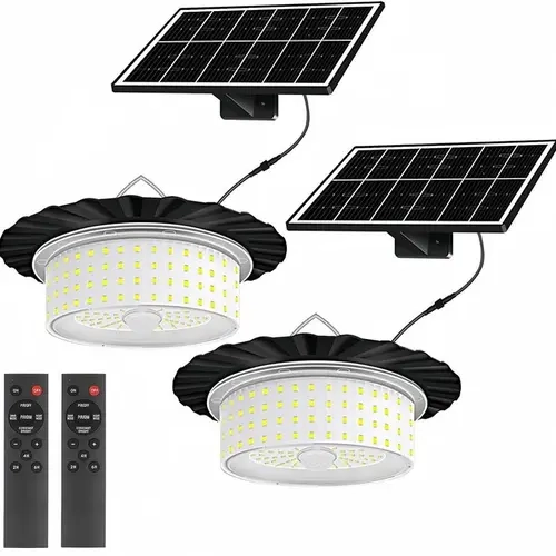 Adjustable solar roof light - 244 LEDs, 360° illumination, portable waterproof solar lamp, with remote control and automatic shutdown function, suitable for chicken coops, outdoor courtyards, warehouses, garages