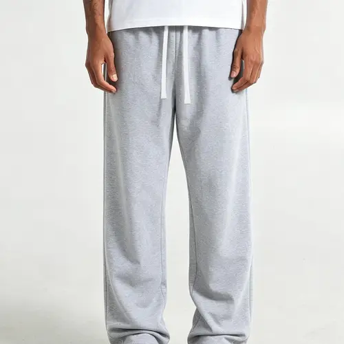 Men’s casual athletic long pants for spring and autumn, loose straight knit sweatpants, simple and versatile
