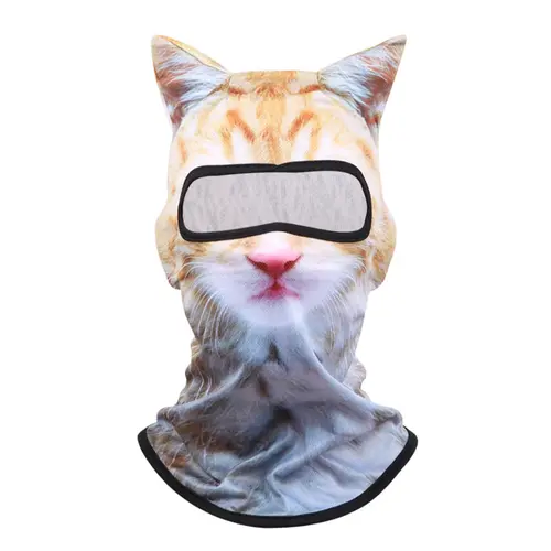 BIGWIG 3D Kitty Ski Mask with Ears - Ski Balaclava, All-Season UV Protection Breathable Face Cover, Digitally Printed Outdoor Sports Mask, Suitable for Skiing, Cycling, Halloween