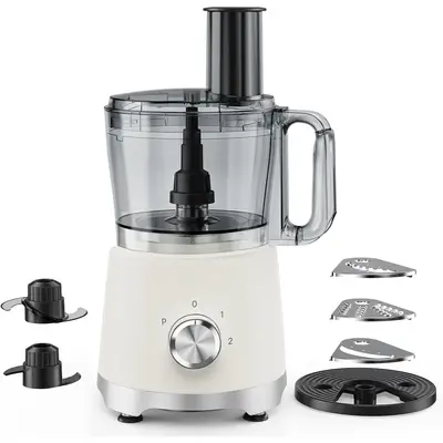 Large 10.5 Cup Food Processor with 600W Motor – 3 Speeds + Pulse, Shredding & Slicing Discs, French Fry Maker, Dishwasher Safe Parts, BPA-Free, for Family Meal Prep, Smoothie & Kneading Dough, 2.6QT