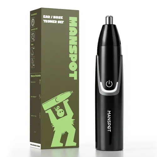MANSPOT Personal Nose & Ear Hair Trimmers for Men, Painless Trim with Double Edge Blades, IPX6 Waterproof Cordless Quiet Trimmer, USB-C Rechargeable Ear Care, Single Item, Easy Grooming Nose & Ear Hair Trimmers,back to school,back to school haul