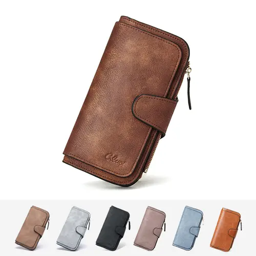 CLUCI Vegan Synthetic RFID Blocking Foldable Trifold Wallet - Casual Card Carrying Holder, Lightweight, Leather-Alternative, ID Window, Credit Card Slots, Back to School Gift for Women