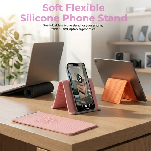 2026 New Flexible Silicone Phone Holder, Foldable Bendable Stand, Universal Multi-Device Mount for Phone, Tablet & Laptop, Portable Lightweight Hands-Free Bracket for Airplane Travel, Desk, Bed, Treadmill - YY