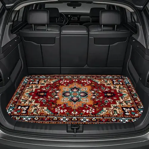 Floral Flower Car Trunk Mat Aesthetic Vintage Cargo Liner Waterproof Anti-Slip Car Interior Decor  Vehicle Interior Accessories Suitable for Most Car Models