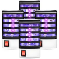 4-Pack Plug-In Blue Light Mosquito Killer Bug Zapper - Portable Indoor Insect Trap with Purple Light Lure, High Voltage Grids, Silent Quiet Night Zapping, Energy-Saving, Easy-Clean Tray, Home Bedroom Accessory