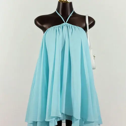 Women's Chiffon Layered Ruffle Sleeveless Halter Mini Dress, Elegant Chic Summer Fashion, Lightweight & Breathable, Airflow Tiered Dress, Formal Party Dress, Chiffon Cocktail Dress, Elegant Party Apparel