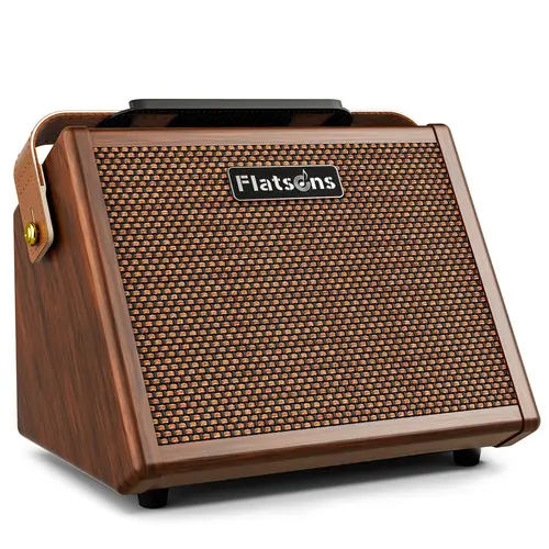 Flatsons-Crush20 20W Voice & Guitar Amplifier Sound System - 6.35mm Handwoven Mesh Connections, Reverb, 2-Band EQ, Advanced Dual-Chip Wireless, 8H Rechargeable Li-Ion Battery, Dual Channels for Busking, Content Creation, BBQs
