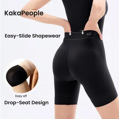 (KakaPeople Easy-Slide Bodysuit) Tummy Control Butt Lifter Faja Bodysuit, Back Support Scrunch Back Open Design, Postpartum Recovery Full Body Shaper with Cotton Gusset, Colombian Fajas Everyday Wear for Women