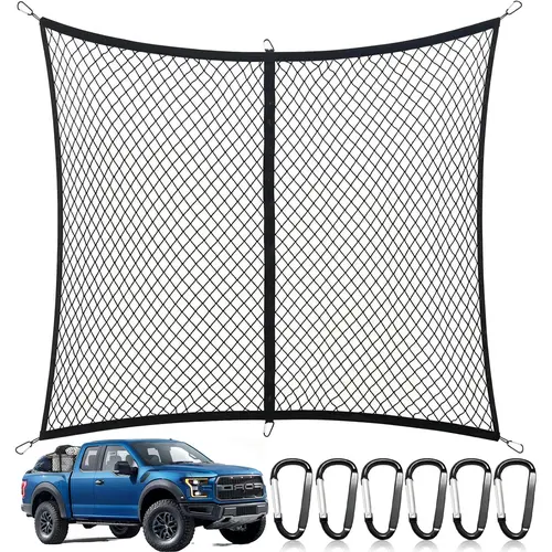 Must Have Truck Bed Organizer Elastic Cargo Net Heavy Duty Stretchable Mesh Storage Solution For ATV SUV UTV Boat Trailer Secure Transport For Camping Gear Furniture Luggage Pool Toys Outdoor Use highly Hdpe Mesh Tarp