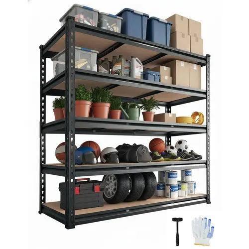 Garvee Heavy-Duty Metal Garage Storage Shelves - 5-Tier Adjustable 48x24x72 Organiser, 2500 LBS Load Capacity, Tool Racks with Installation Kit, Mount-Ready for Garage, Kitchen, Warehouse