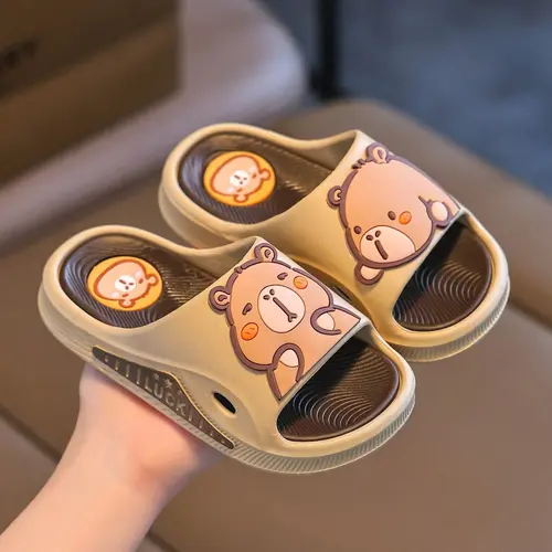 Summer Cute Capybara Pattern Thick Sole Kids Sandals, Casual Non-Slip PVC Slippers, Indoor and Outdoor Wear Fun Shoes for Boys and Girls
