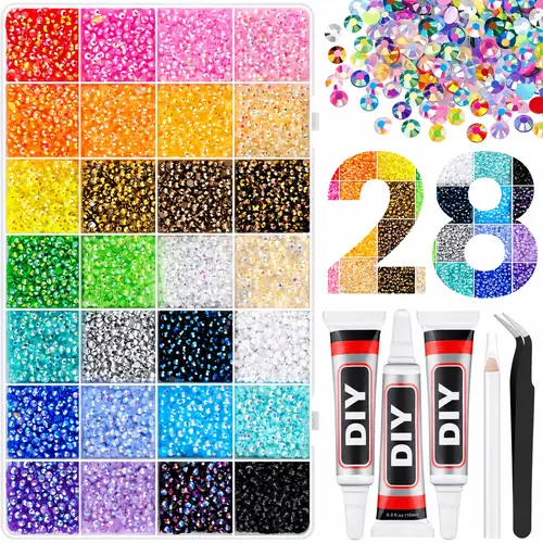 32000Pcs Jelly Rhinestones for Bedazzling, 3mmMulticolor Resin Flatback Gems for Diamond Art,Bedazzler Kit with Gifted Tools Jewelry for CraftingBook Shoes Nail Art