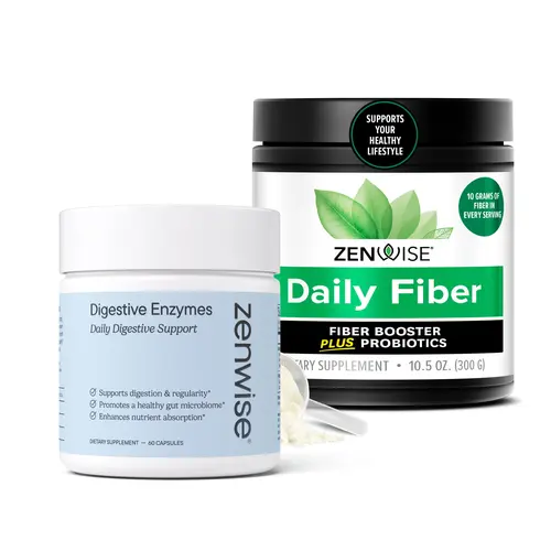 Zenwise Green Routine Gut Health Bundle – Daily Fiber + Digestive Enzymes - Gut Health, Regularity & Bloating Relief - Clinically Studied Blend for Natural Wellness Support