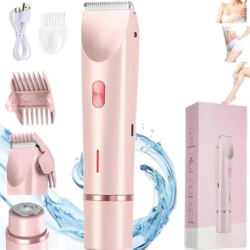 #Summervibes Bikini Trimmer for Women – Painless 2-in-1 Pubic Hair Trimmer & Facial Epilator, IPX7 Waterproof Electric Shaver for Face, Underarms & Legs, Rechargeable, Ideal Birthday Gift for Women and Men
