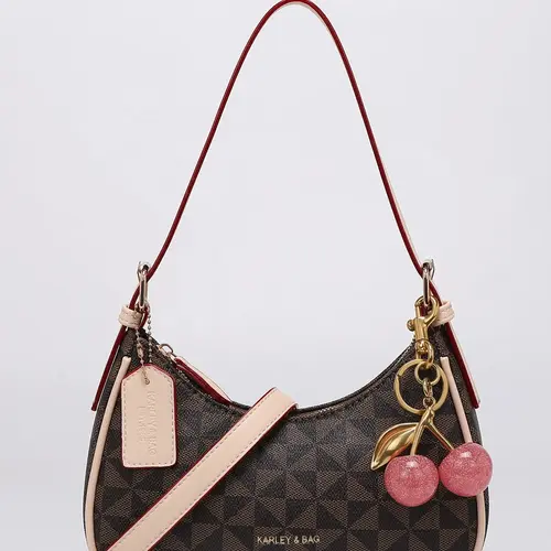 Classic Print Shoulder Bag, Women's Fashion Crossbody Bag, Elegant Commuter Bag, Lightweight Large Capacity, High-Quality PU Leather, Simple and Versatile, Fashionable Shoulder Bag