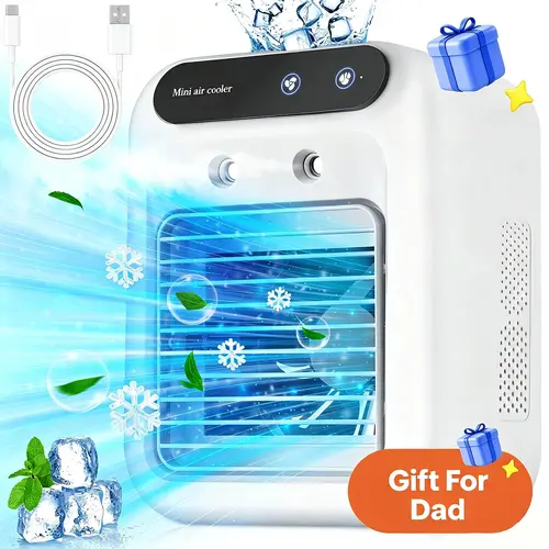 【DealsForYou】2026 NEW Portable Air Cooler,3-in-1 Cooling Fan with 2 Mist Speeds – Personal Evaporative Cooler for Bedroom, Office & Camping, 1800mAh Battery & 500ml Tank Portable Air Conditioner,summerwins