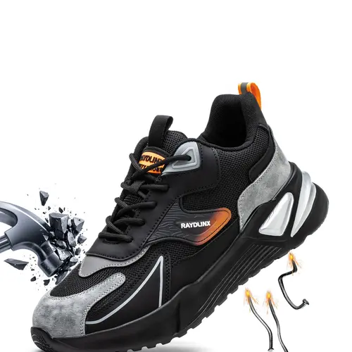 Steel Toe Shoes for Men and Women, Anti-Puncture Lightweight Breathable Industrial Safety Footwear Workwear Shoes for Work Sites and Construction