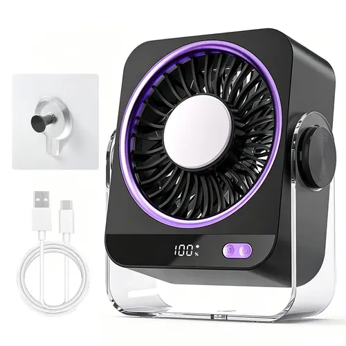 Compact Portable Fans - 4000mAh Electronic Rechargeable USB Charging and Cooling Desk Fan with 199 Speeds Digital Display, Quiet Turbo Airflow, 180° Tilt & Dual Adjustment Modes for Bedroom, Travel