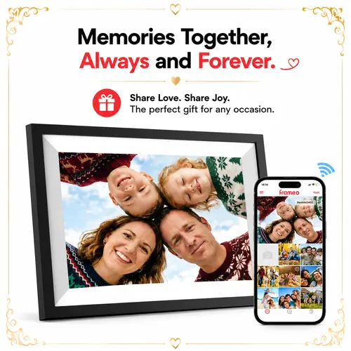 Digital Photo Frame,10.1 Inch Frameo Digital Picture Frame, 1280x800 IPS LCD HD Touch Screen,Auto-Rotate,16GB, Supports SD Cards,Share Photos and Videos Instantly from Anywhere,Birthday Gift,Valentine's Day Gift,Gift for Parents,Father's Day Gift