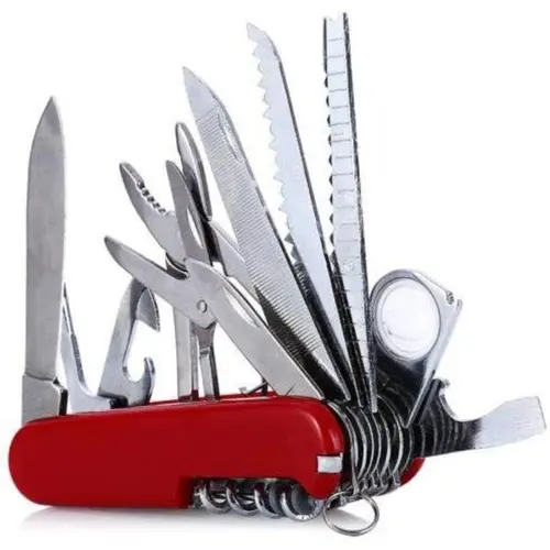 17-in-1 Tactical Pocket Knife Utility Kit (Black, ET1001) - Unisex Portable Folding Blade Handheld Tool with Pliers, Scissors, Magnifying Glass, Multi-Function Screwdriver, Metal Tools, Handheld Grip, Survival Equipment for Camping, Hiking