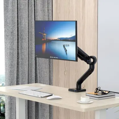 Rosewill Premium Single Monitor Mount, 13 to 35 Inch, 0 to 26.5lbs, Ultrawide Computer Monitor Stand for 35 inch Screens, Upgraded Adjustable Monitor Mount with USB, C-Clamp & Grommet Base, VESA 75x75