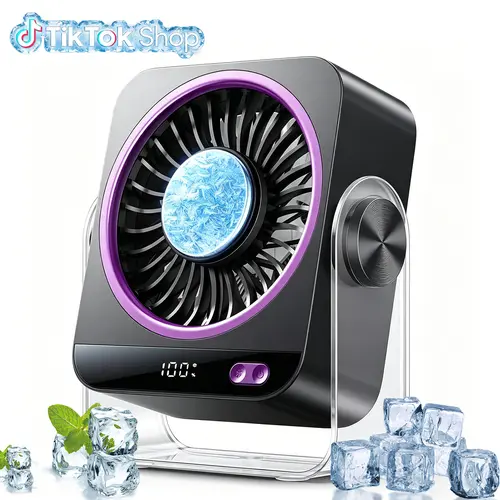 Desk Cooling Fan 199 Speed Turbo Fan With 9000RPM High Velocity Airflow, Smart LED Display, Ultra Quiet USB Rechargeable Portable Fan For Home Office Bedroom Travel outdoorfun