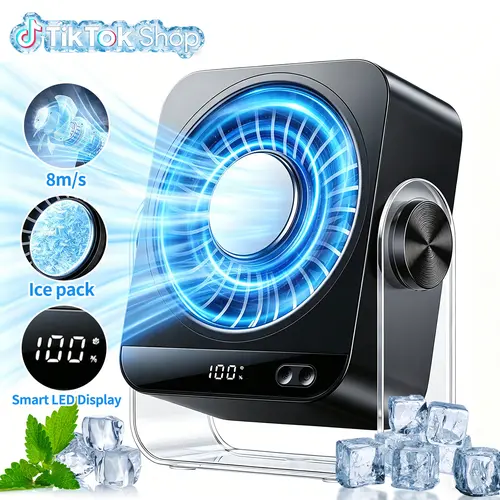 Portable Rechargeable Desk Fan - 199-Speed Turbo Airflow, Digital Display, 270° Rotatable, Wall Mounted, Table Use, Quiet Cooling for Bedroom, Office, Travel, Mini Portable Outdoor Rechargeable Wind Fan, Home Appliance Cool Tech Essential