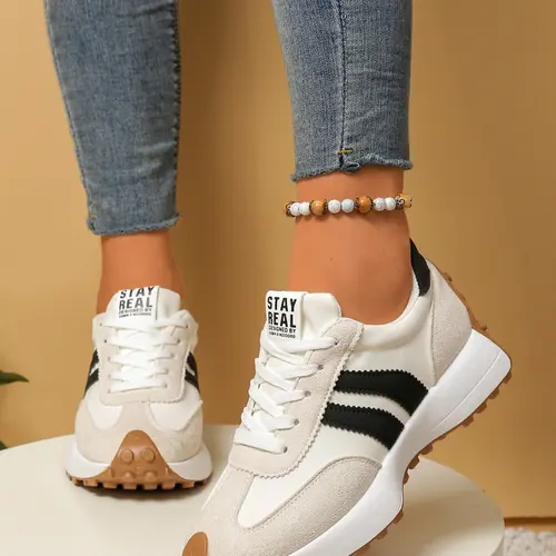 Women's Comfortable Lace-Up Sports Shoes, Lightweight Multi-Functional Casual Shoes, All-Season Wear, Anti-Slip Rubber Sole