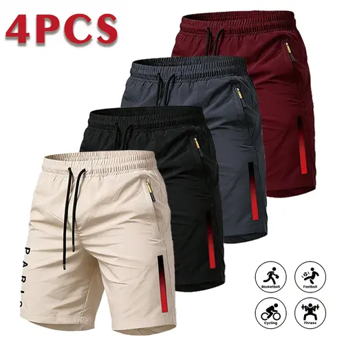 Men’s casual athletic shorts, breathable mid-length shorts for running, fitness training, outdoor activities, and beachwear; available in packs of 1–4 pieces. tiktokshopspringglowup