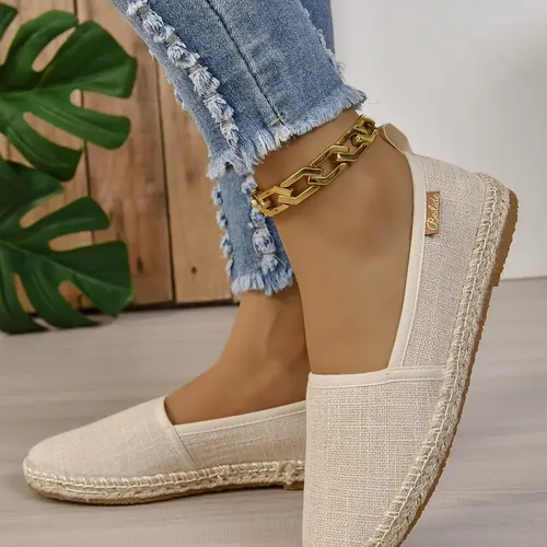 Women's Linen Straw Fisherman Shoes, Summer Vacation Minimalist Breathable Comfort Flat Casual Slip On Shoes, Breathable Summer Footwear, All Seasons Textile Sole, Shoes Flats