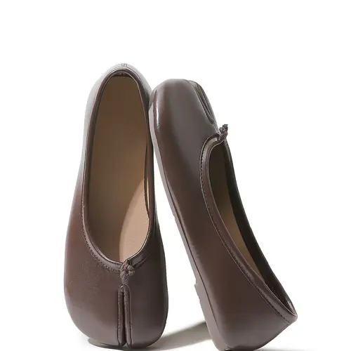 Women's Casual Low Heel Pig Toe Shoes, PU Leather Slip-On Sandals, Stylish Fashion Summer & Fall Footwear, Daily Wear Shoes, Solid Color, Comfortable Design